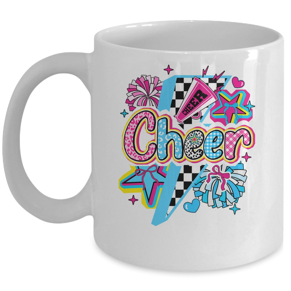 Cheer Mom Cheerleader Coquette Bow Colorful Football Season Mug | siriusteestore