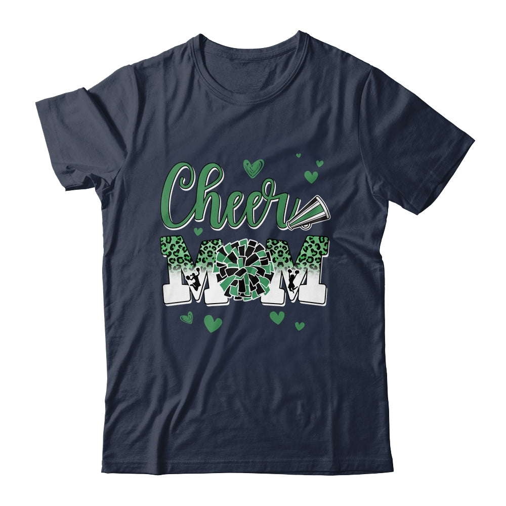 Cheer Mom Green Black White Leopard Letters Cheer Pom Poms Shirt & Tank Top | siriusteestore