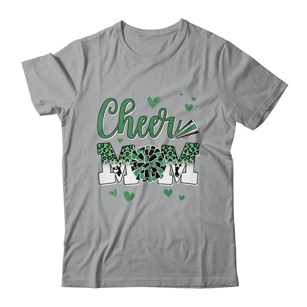 Cheer Mom Green Black White Leopard Letters Cheer Pom Poms Shirt & Tank Top | siriusteestore