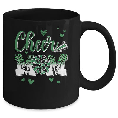 Cheer Mom Green Black White Leopard Letters Cheer Pom Poms Mug | siriusteestore