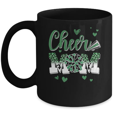 Cheer Mom Green Black White Leopard Letters Cheer Pom Poms Mug | siriusteestore