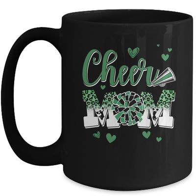 Cheer Mom Green Black White Leopard Letters Cheer Pom Poms Mug | siriusteestore