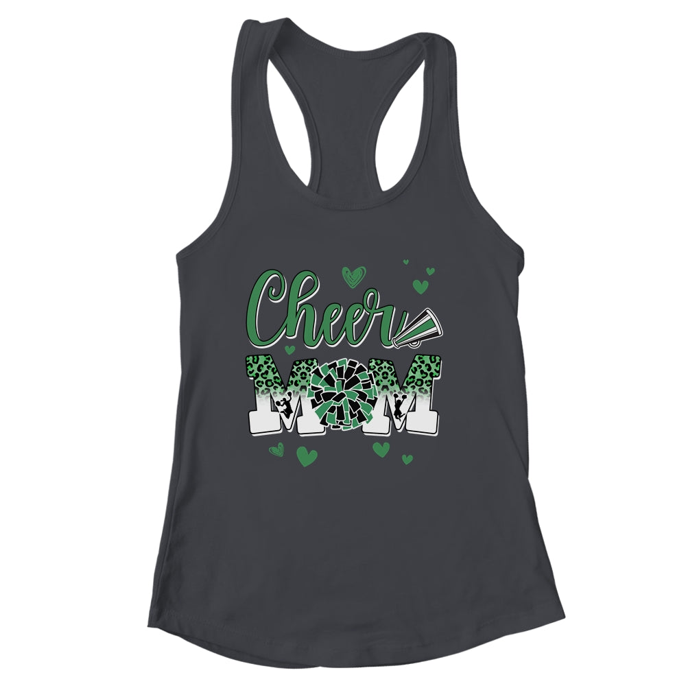 Cheer Mom Green Black White Leopard Letters Cheer Pom Poms Shirt & Tank Top | siriusteestore