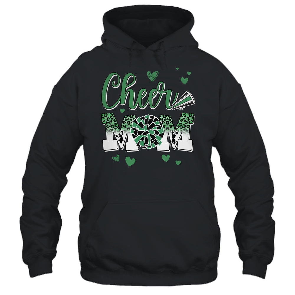 Cheer Mom Green Black White Leopard Letters Cheer Pom Poms Shirt & Tank Top | siriusteestore