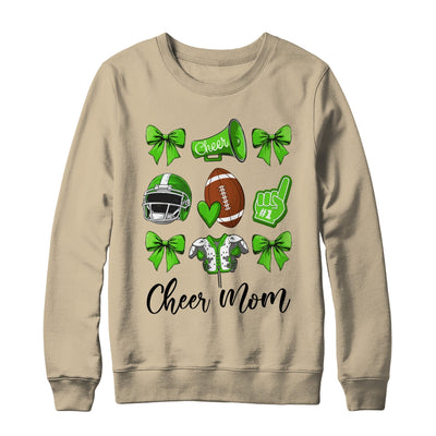 Cheer Mom Green Women Cheerleading Football Coquette Bow Shirt & Sweatshirt | siriusteestore