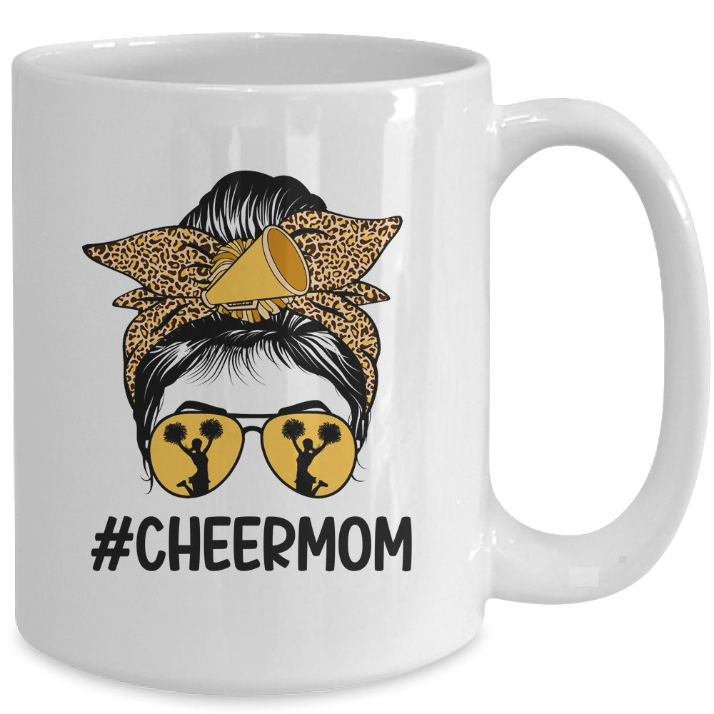 Cheer Mom Mama Parents Cheerleading Mom Messy Bun Mug | siriusteestore
