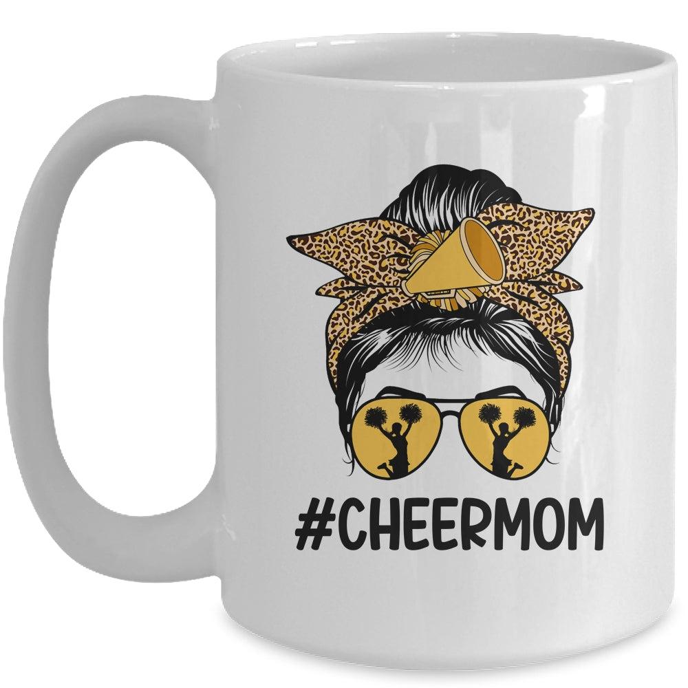 Cheer Mom Mama Parents Cheerleading Mom Messy Bun Mug | siriusteestore