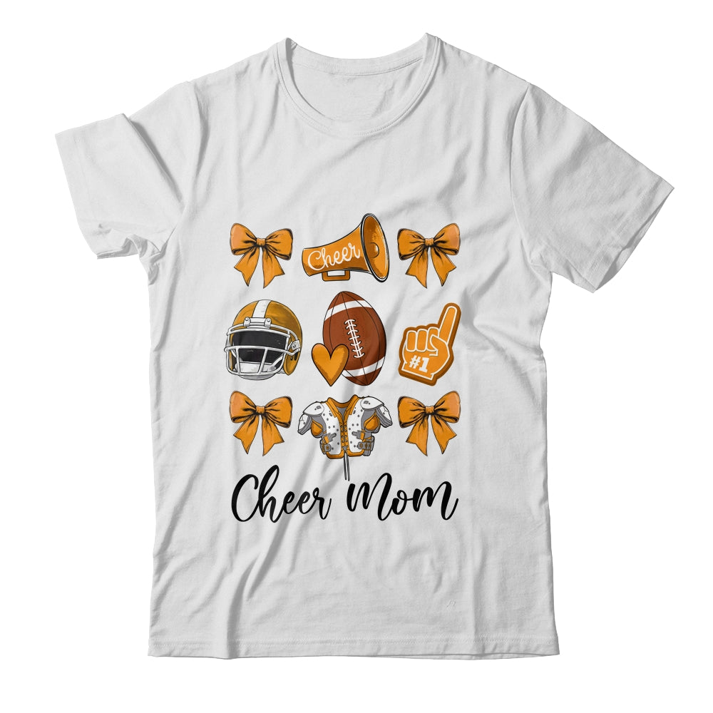 Cheer Mom Orange Women Cheerleading Football Coquette Bow Shirt & Sweatshirt | siriusteestore