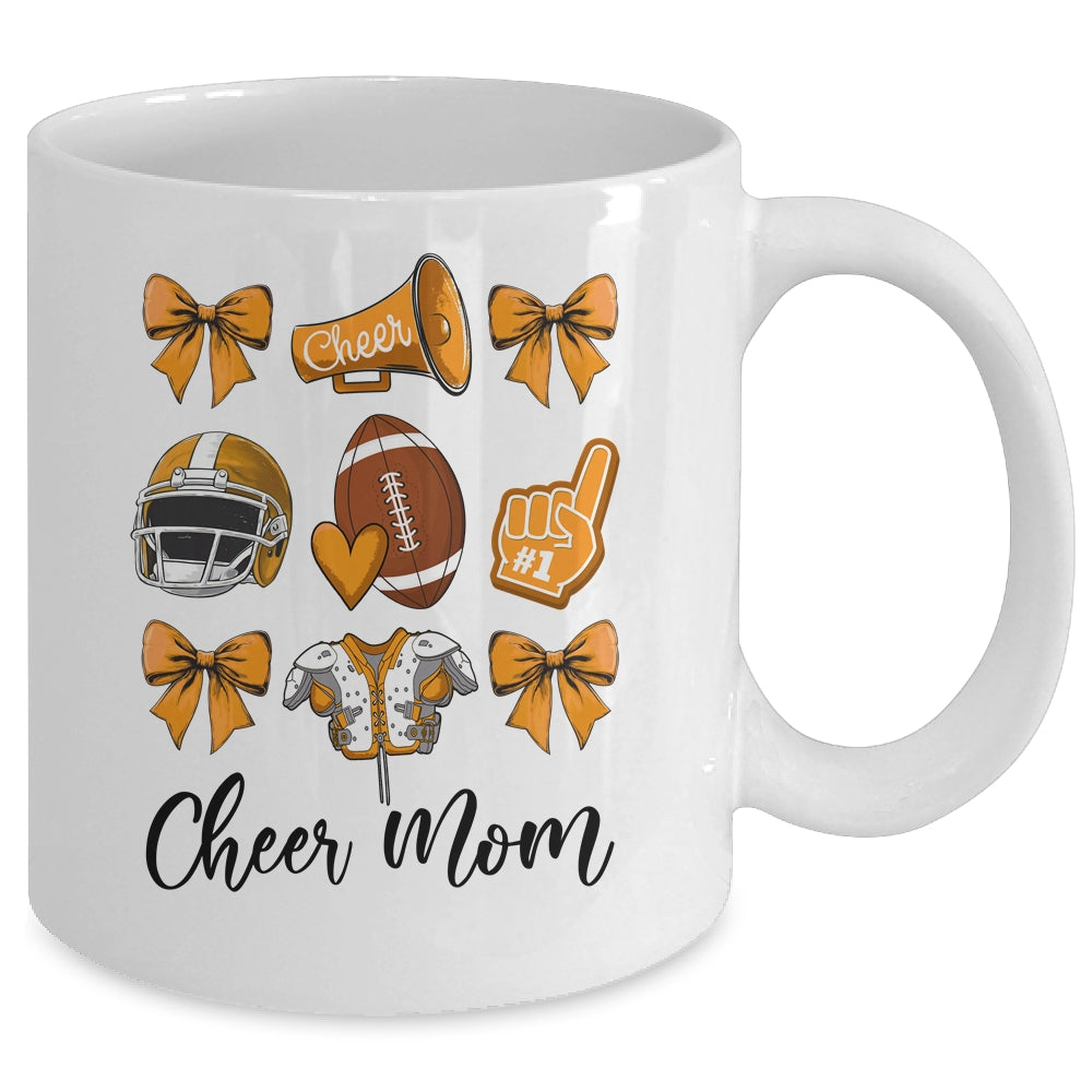 Cheer Mom Orange Women Cheerleading Football Coquette Bow Mug | siriusteestore