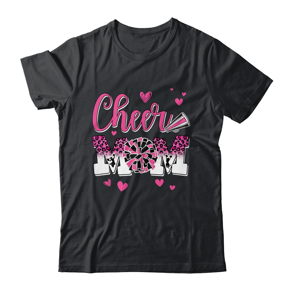Cheer Mom Pink Black White Leopard Letters Cheer Pom Poms Shirt & Tank Top | siriusteestore