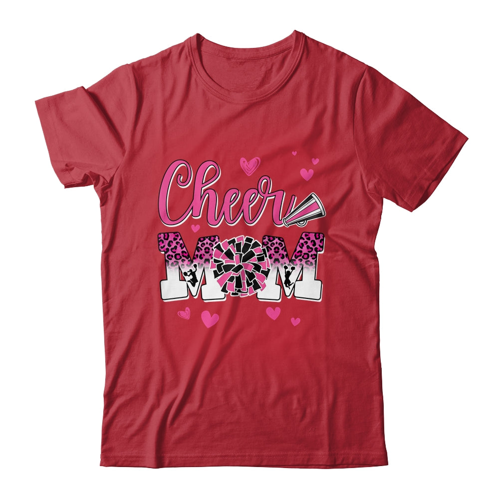 Cheer Mom Pink Black White Leopard Letters Cheer Pom Poms Shirt & Tank Top | siriusteestore