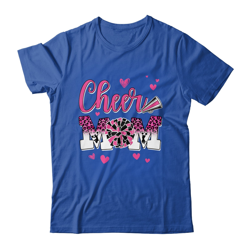 Cheer Mom Pink Black White Leopard Letters Cheer Pom Poms Shirt & Tank Top | siriusteestore