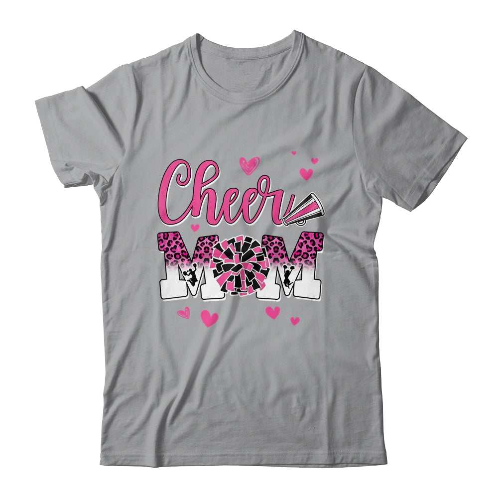 Cheer Mom Pink Black White Leopard Letters Cheer Pom Poms Shirt & Tank Top | siriusteestore