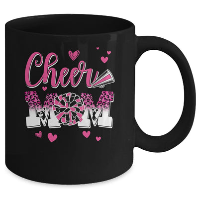 Cheer Mom Pink Black White Leopard Letters Cheer Pom Poms Mug | siriusteestore