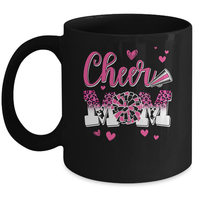 Cheer Mom Pink Black White Leopard Letters Cheer Pom Poms Mug | siriusteestore