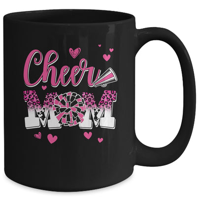 Cheer Mom Pink Black White Leopard Letters Cheer Pom Poms Mug | siriusteestore