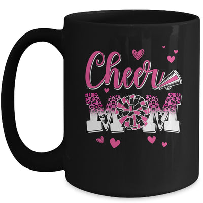 Cheer Mom Pink Black White Leopard Letters Cheer Pom Poms Mug | siriusteestore
