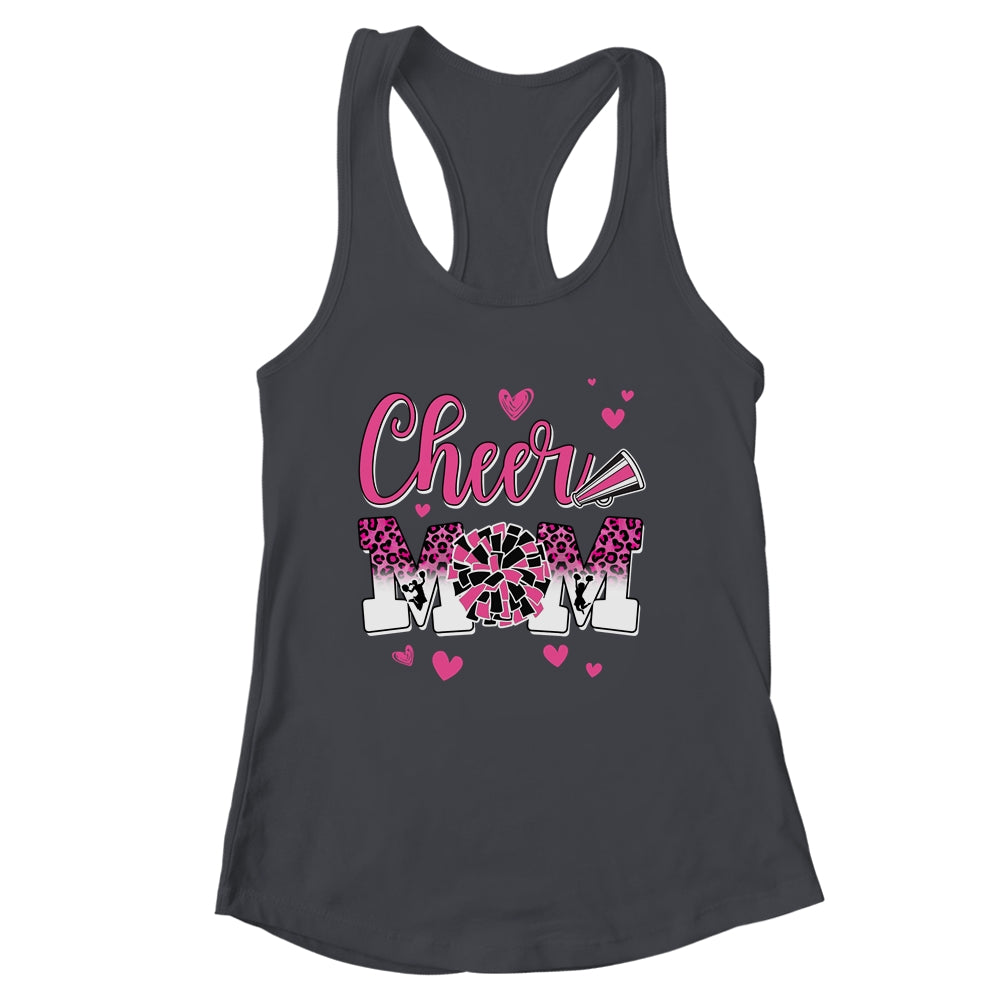 Cheer Mom Pink Black White Leopard Letters Cheer Pom Poms Shirt & Tank Top | siriusteestore