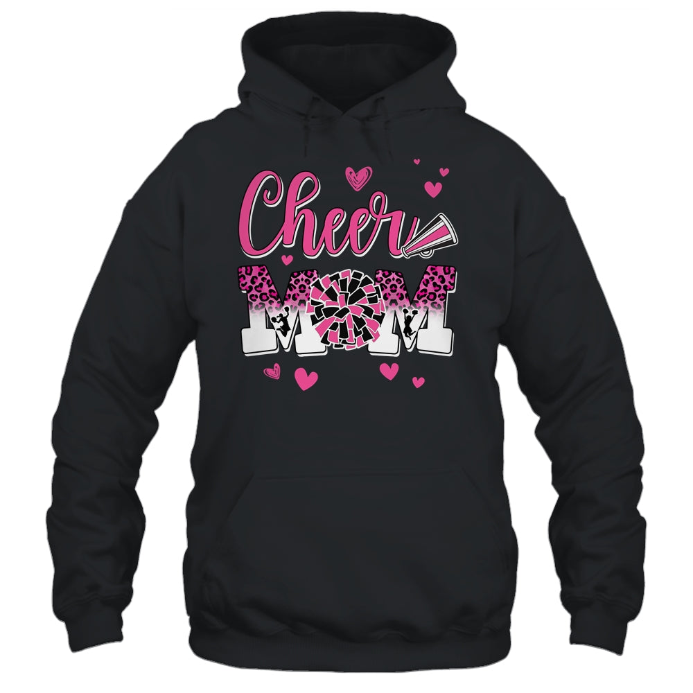 Cheer Mom Pink Black White Leopard Letters Cheer Pom Poms Shirt & Tank Top | siriusteestore
