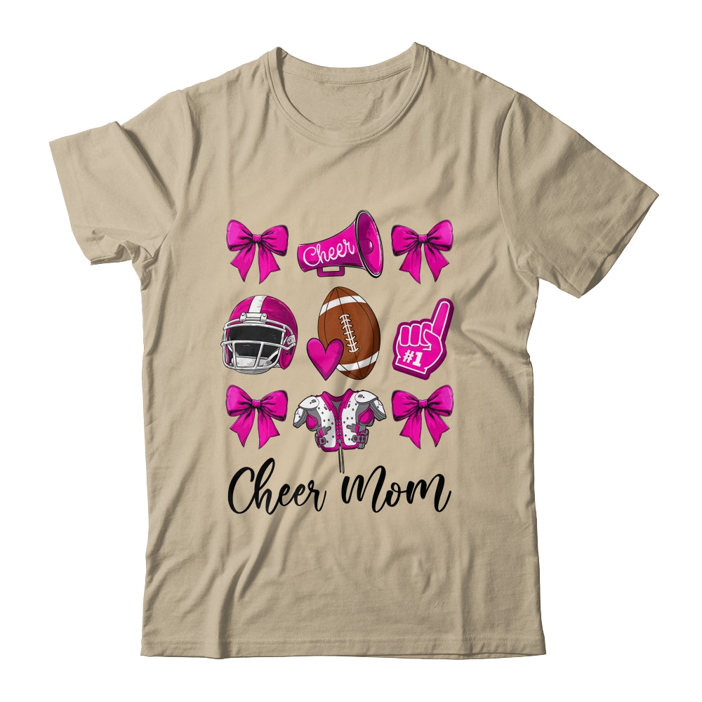 Cheer Mom Pink Women Cheerleading Football Coquette Bow Shirt & Sweatshirt | siriusteestore