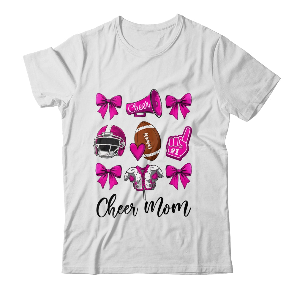 Cheer Mom Pink Women Cheerleading Football Coquette Bow Shirt & Sweatshirt | siriusteestore