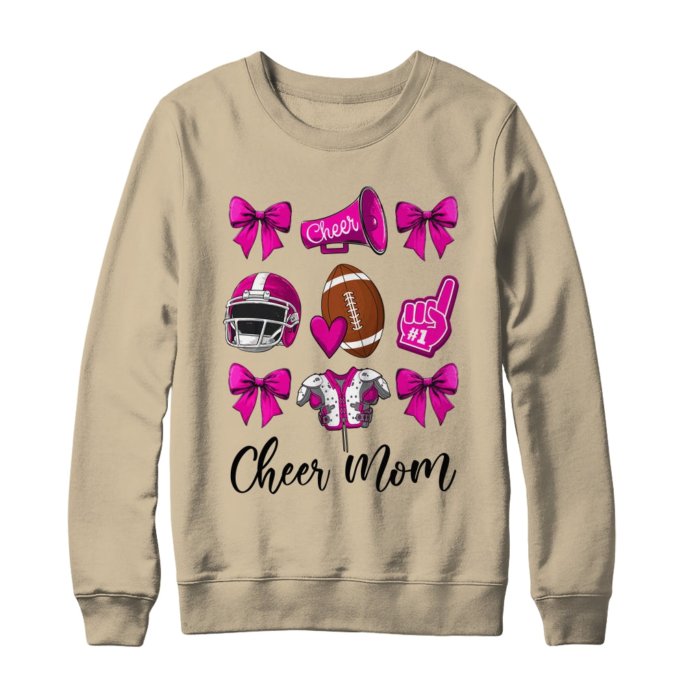 Cheer Mom Pink Women Cheerleading Football Coquette Bow Shirt & Sweatshirt | siriusteestore
