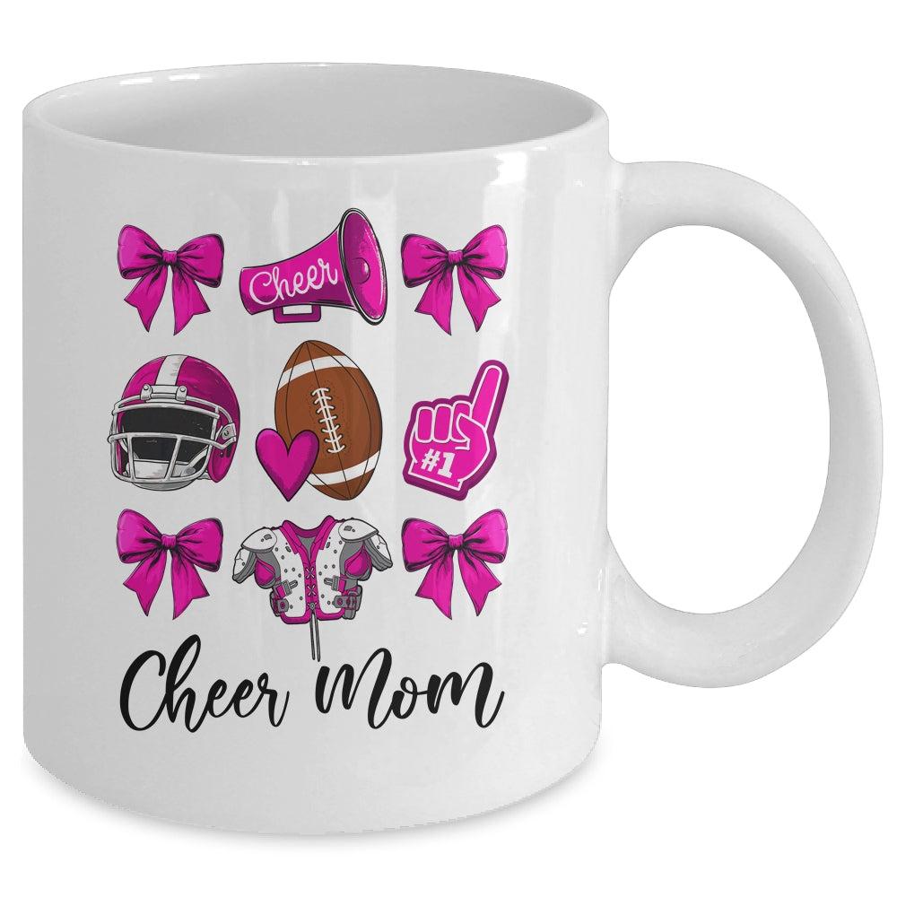 Cheer Mom Pink Women Cheerleading Football Coquette Bow Mug | siriusteestore