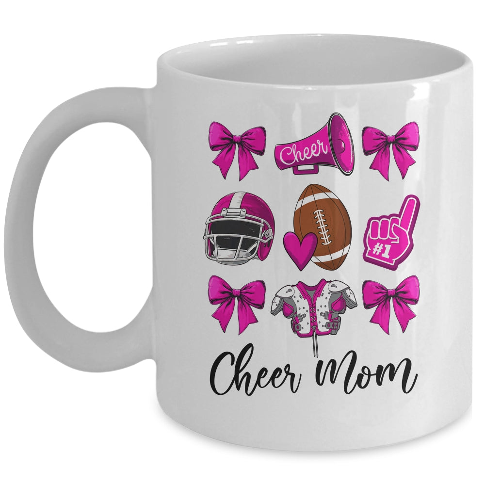 Cheer Mom Pink Women Cheerleading Football Coquette Bow Mug | siriusteestore