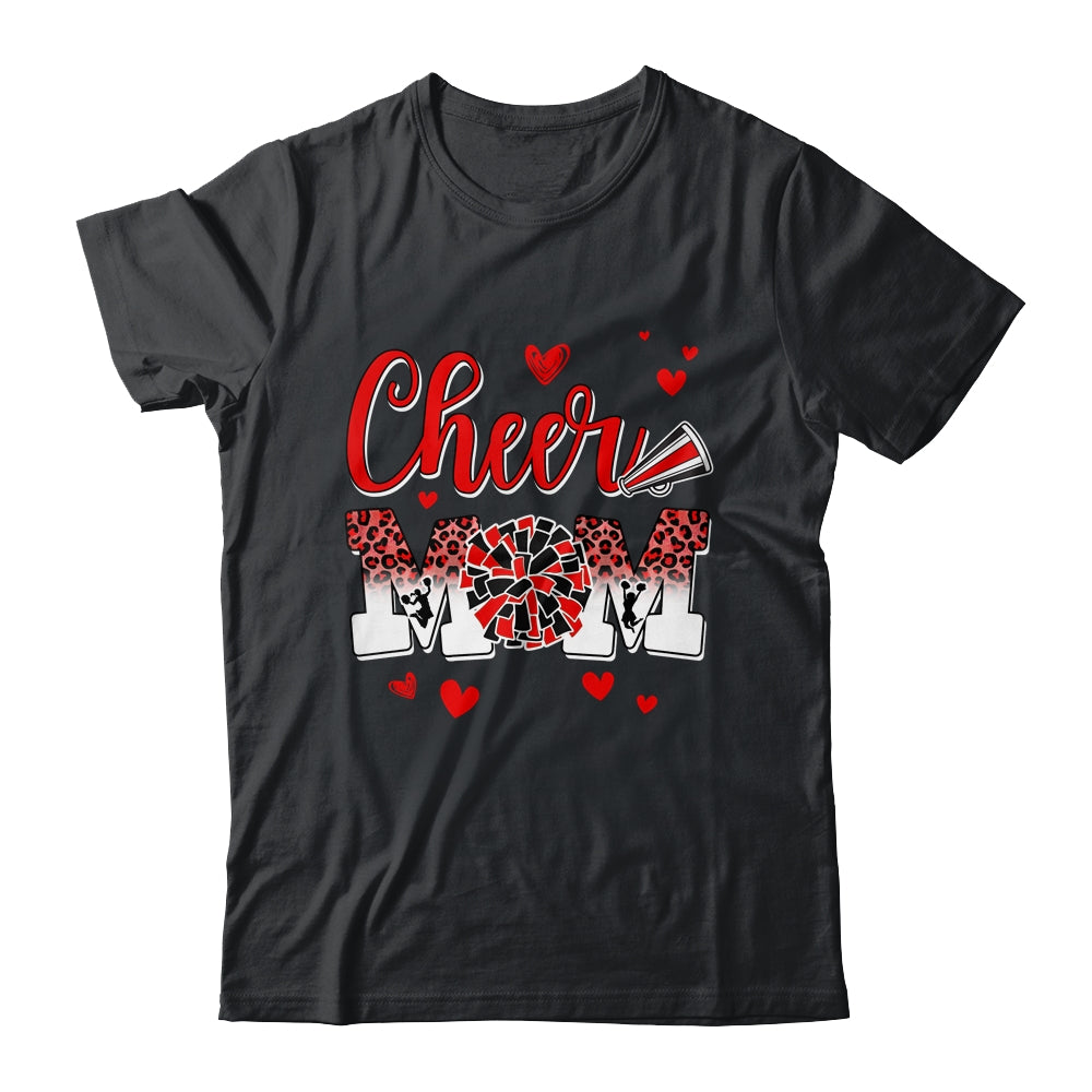 Cheer Mom Red Black White Leopard Letters Cheer Pom Poms Shirt & Tank Top | siriusteestore