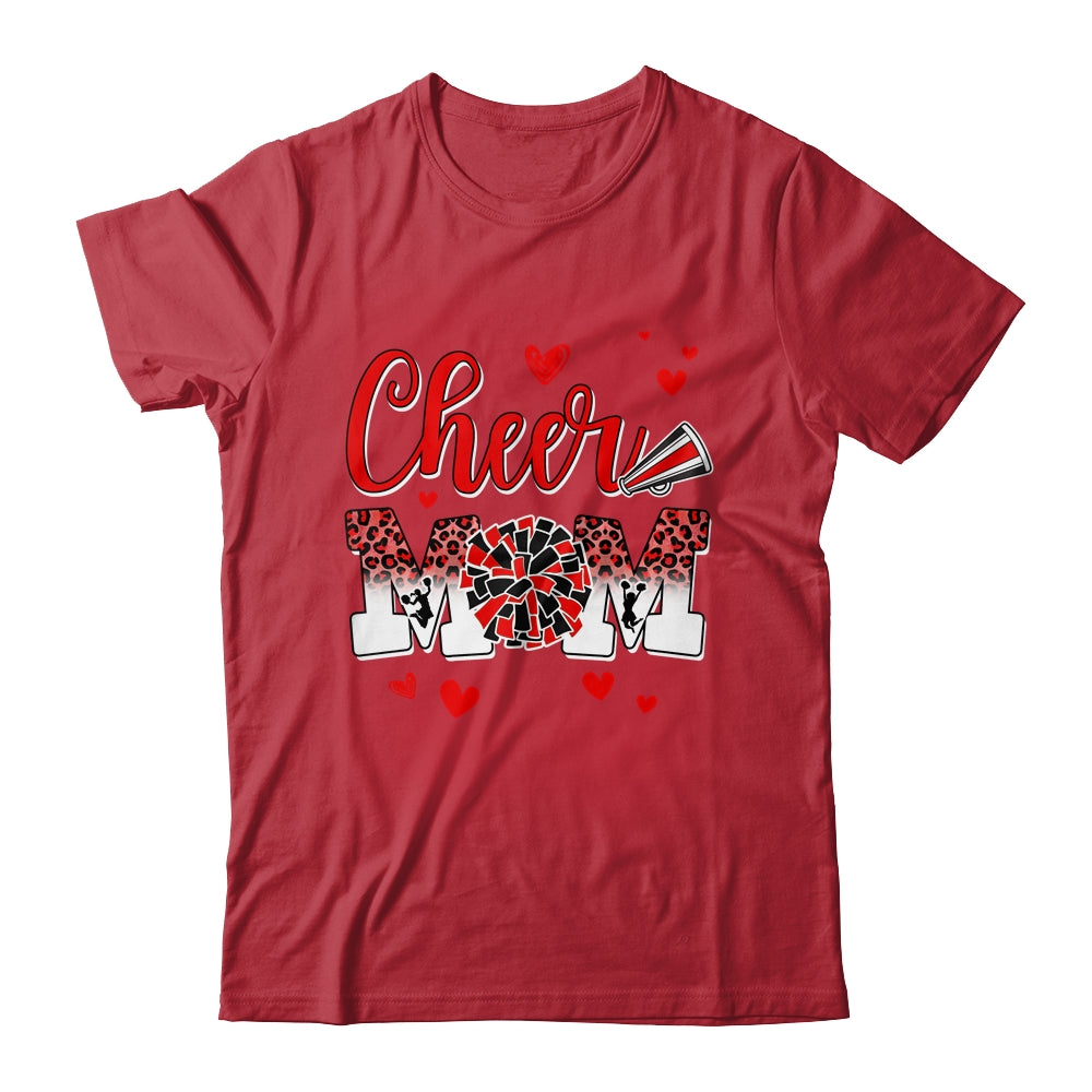 Cheer Mom Red Black White Leopard Letters Cheer Pom Poms Shirt & Tank Top | siriusteestore