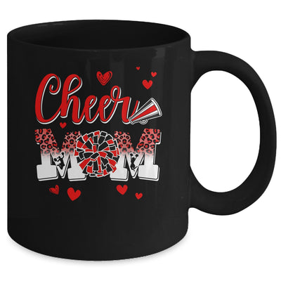 Cheer Mom Red Black White Leopard Letters Cheer Pom Poms Mug | siriusteestore