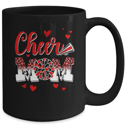 Cheer Mom Red Black White Leopard Letters Cheer Pom Poms Mug | siriusteestore