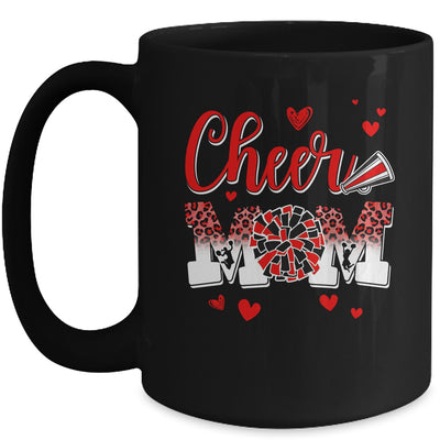Cheer Mom Red Black White Leopard Letters Cheer Pom Poms Mug | siriusteestore