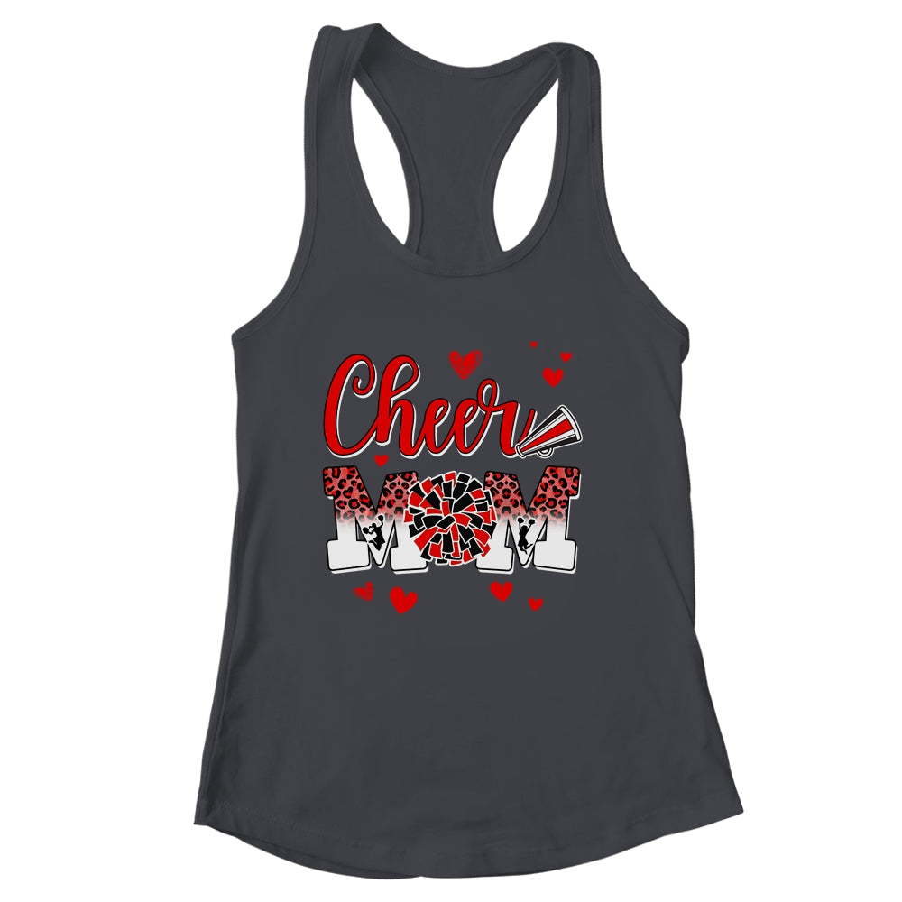 Cheer Mom Red Black White Leopard Letters Cheer Pom Poms Shirt & Tank Top | siriusteestore