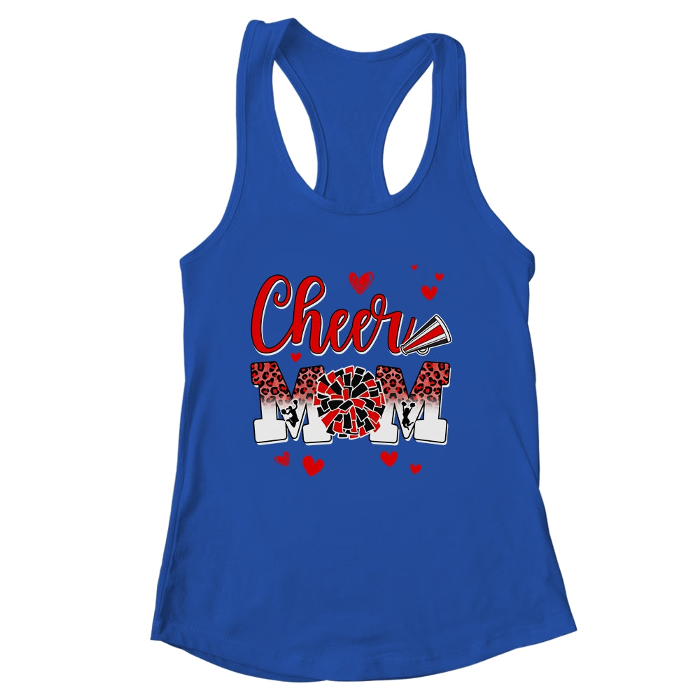 Cheer Mom Red Black White Leopard Letters Cheer Pom Poms Shirt & Tank Top | siriusteestore