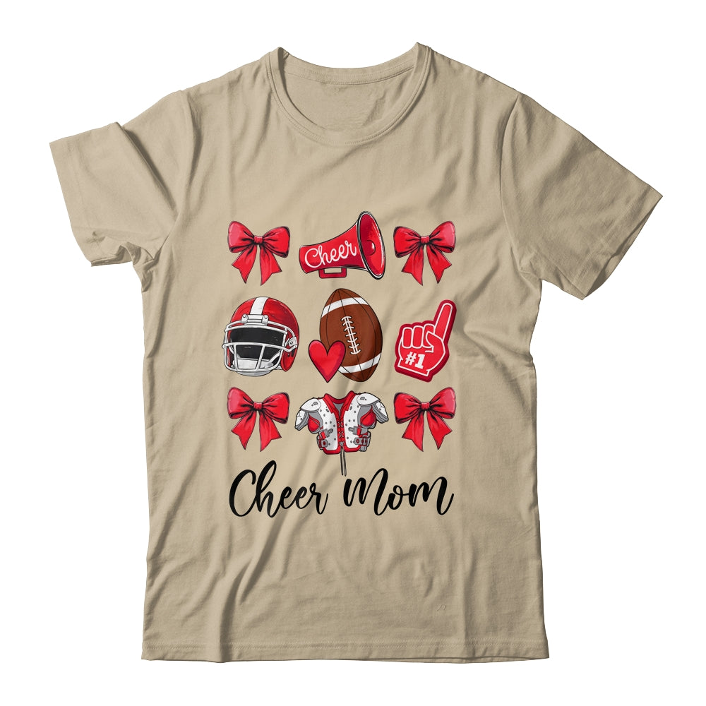 Cheer Mom Red Women Cheerleading Football Coquette Bow Shirt & Sweatshirt | siriusteestore