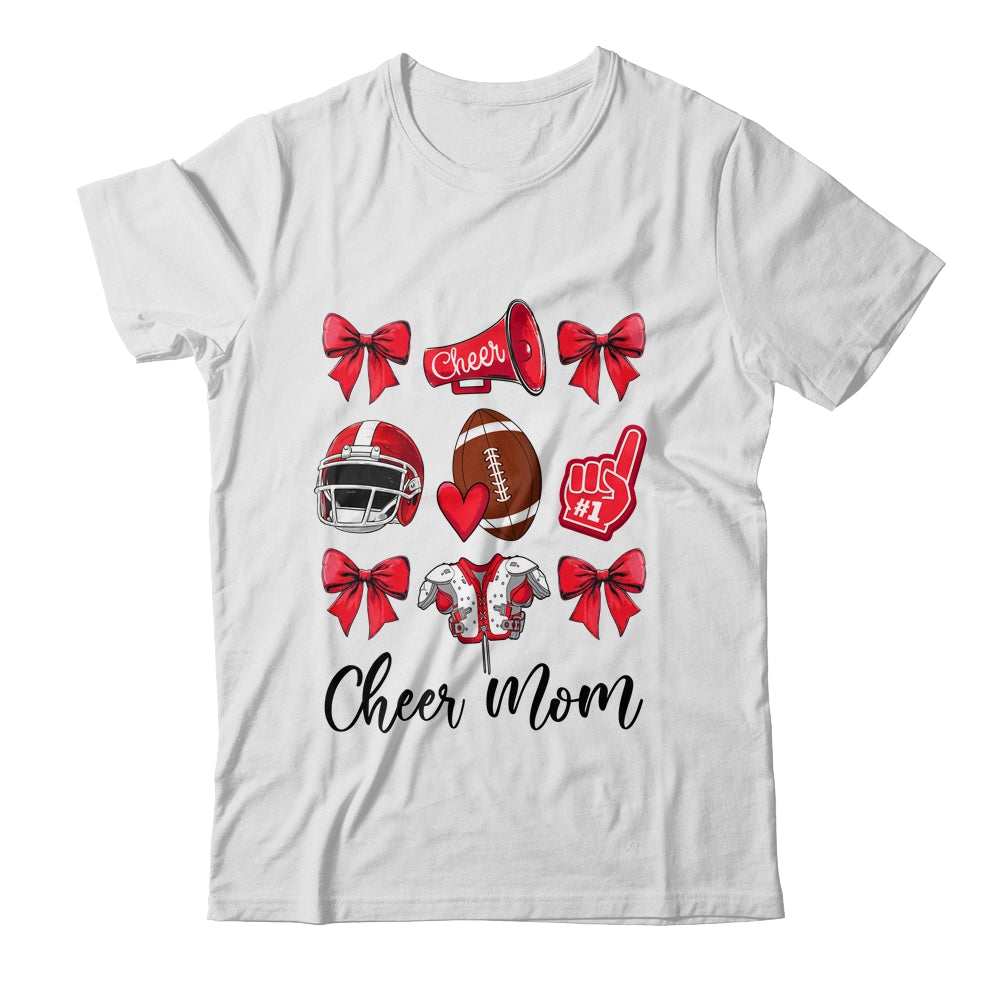 Cheer Mom Red Women Cheerleading Football Coquette Bow Shirt & Sweatshirt | siriusteestore