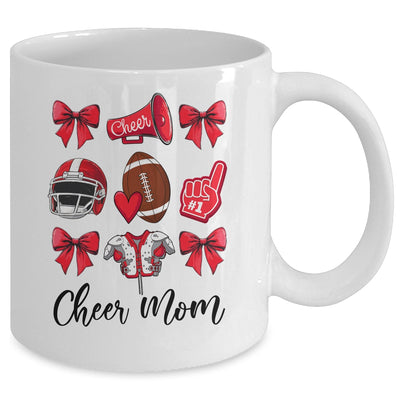 Cheer Mom Red Women Cheerleading Football Coquette Bow Mug | siriusteestore
