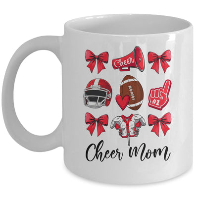 Cheer Mom Red Women Cheerleading Football Coquette Bow Mug | siriusteestore