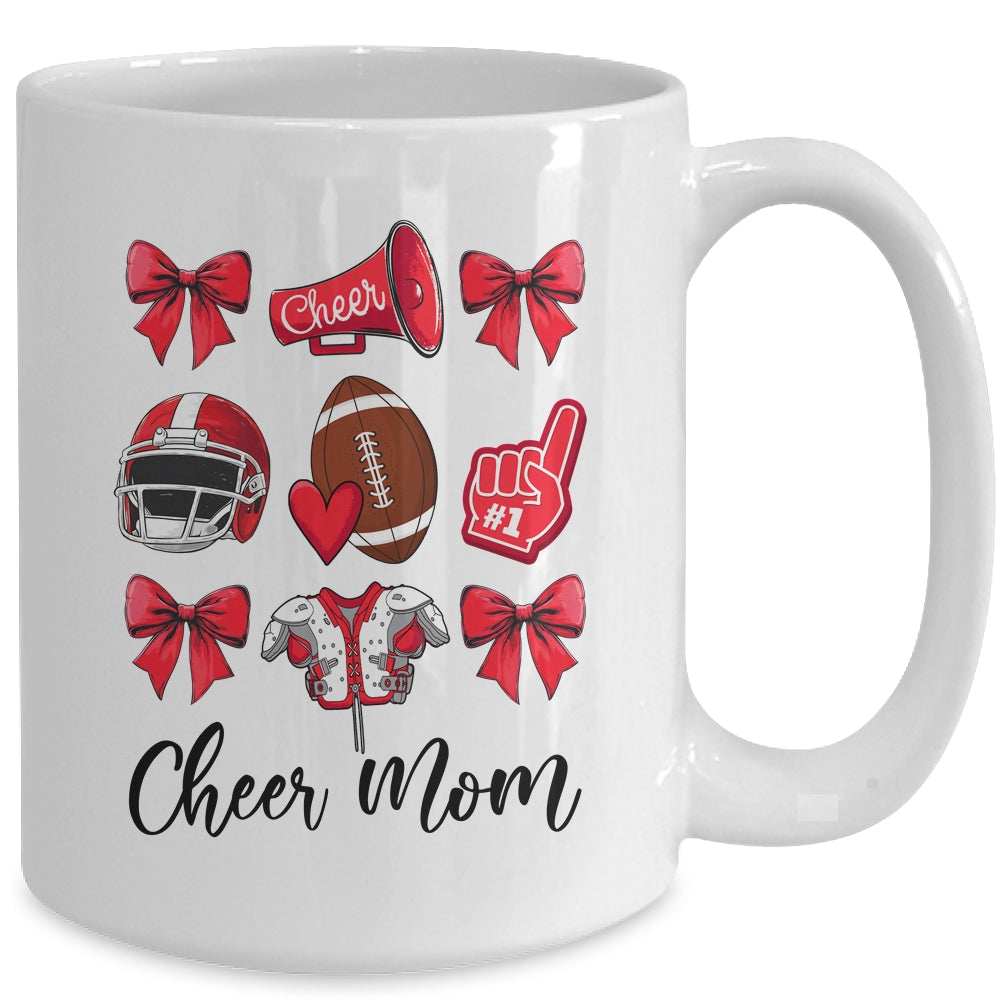Cheer Mom Red Women Cheerleading Football Coquette Bow Mug | siriusteestore