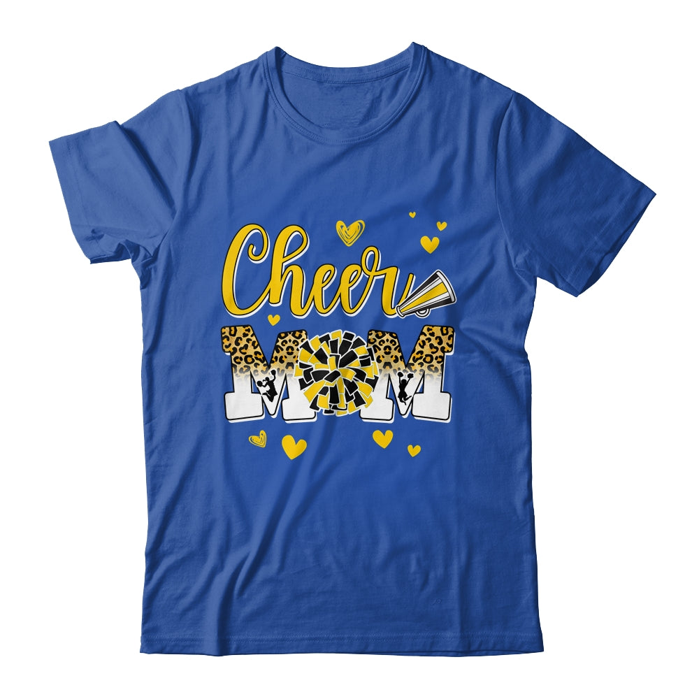 Cheer Mom Yellow Black White Leopard Letters Cheer Pom Poms Shirt & Tank Top | siriusteestore
