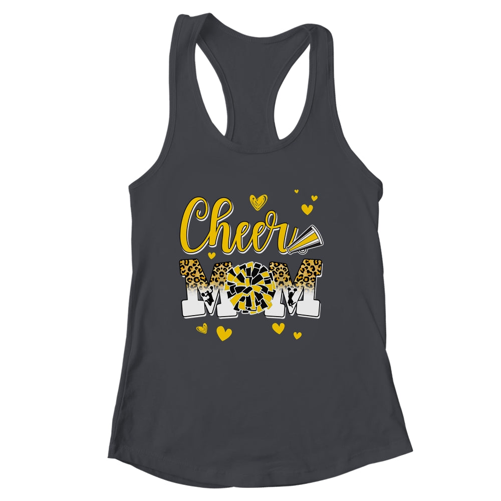Cheer Mom Yellow Black White Leopard Letters Cheer Pom Poms Shirt & Tank Top | siriusteestore