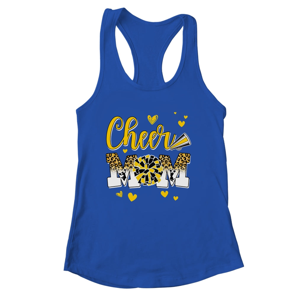 Cheer Mom Yellow Black White Leopard Letters Cheer Pom Poms Shirt & Tank Top | siriusteestore