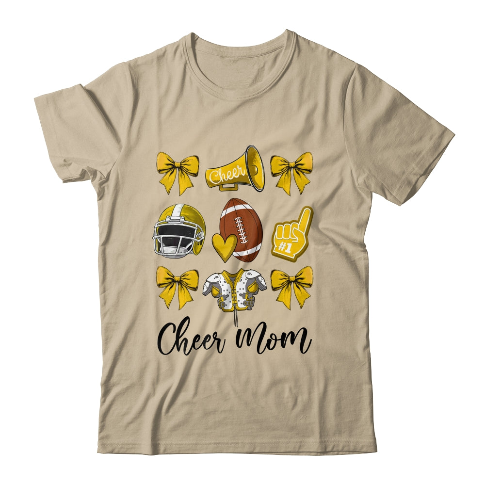 Cheer Mom Yellow Women Cheerleading Football Coquette Bow Shirt & Sweatshirt | siriusteestore