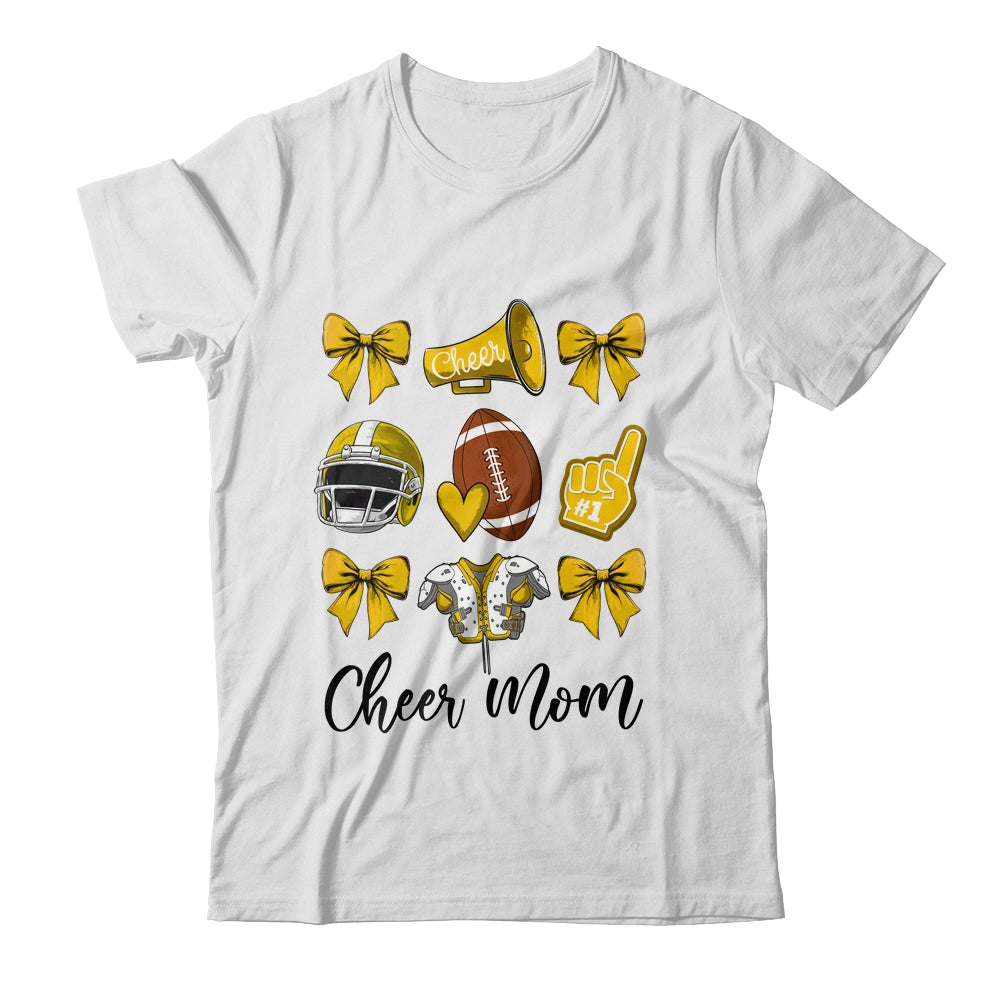 Cheer Mom Yellow Women Cheerleading Football Coquette Bow Shirt & Sweatshirt | siriusteestore