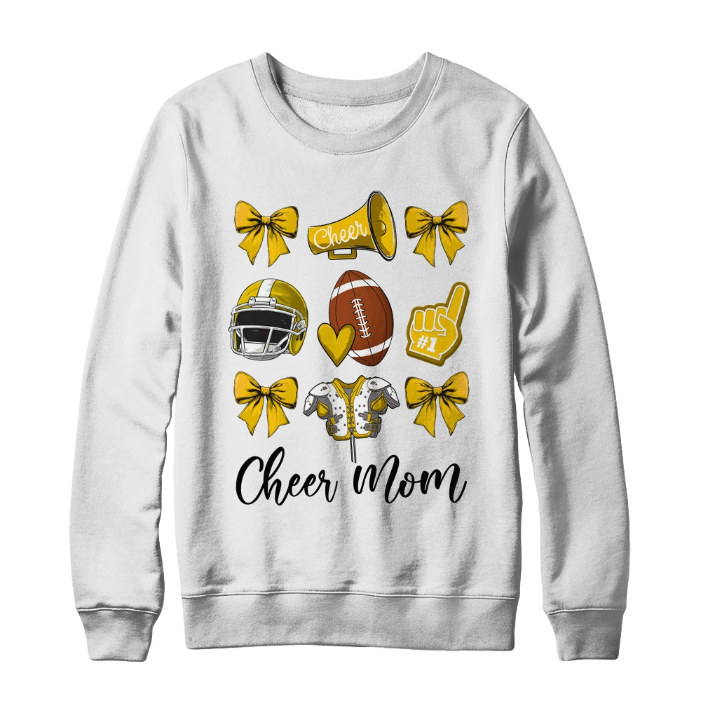 Cheer Mom Yellow Women Cheerleading Football Coquette Bow Shirt & Sweatshirt | siriusteestore