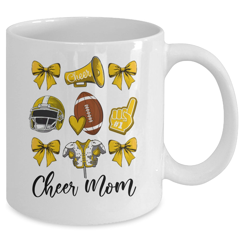 Cheer Mom Yellow Women Cheerleading Football Coquette Bow Mug | siriusteestore