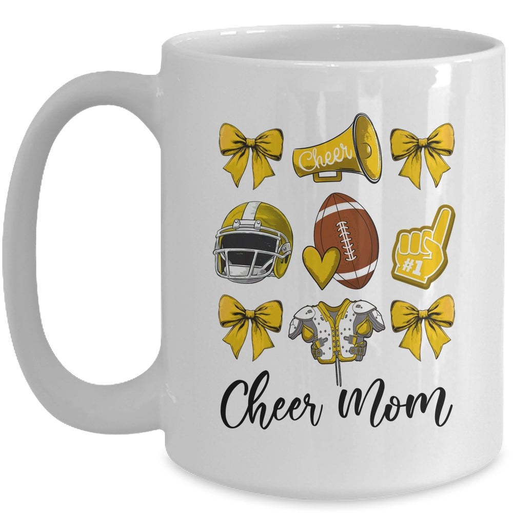 Cheer Mom Yellow Women Cheerleading Football Coquette Bow Mug | siriusteestore