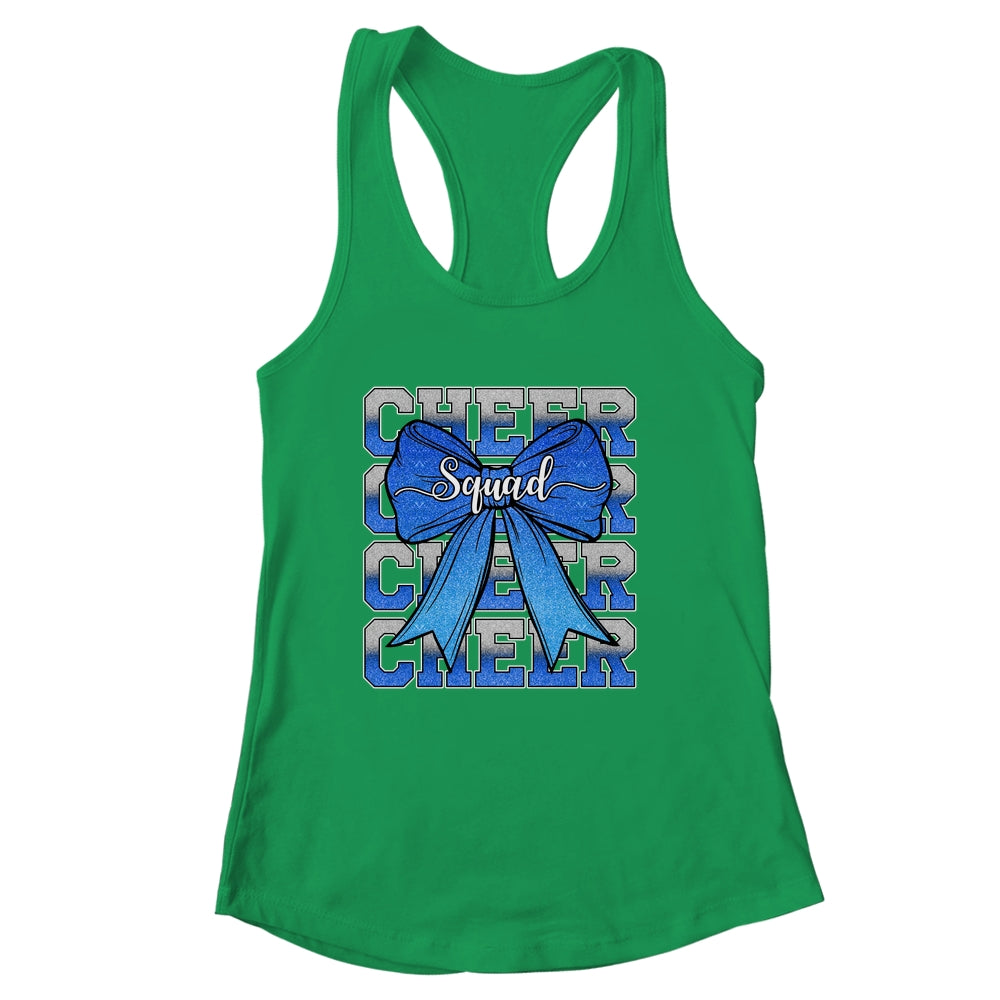Cheer Squad Funny Cheerleader Cheerleading Coquette Bow Blue Shirt & Tank Top | siriusteestore