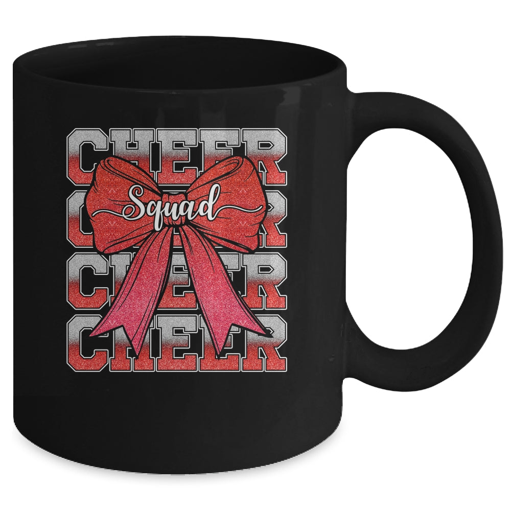 Cheer Squad Funny Cheerleader Cheerleading Coquette Bow Red Mug | siriusteestore